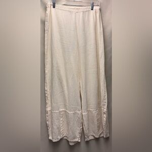 Oh My Gauze! Women’s Cream 100% Cotton Wide Leg Pants Boho Lagenlook Size 2 L/XL
